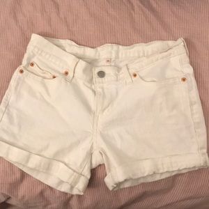 White Levi shorts